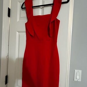 Amanda Uprichard Red Sheath Mini Dress Square Neck